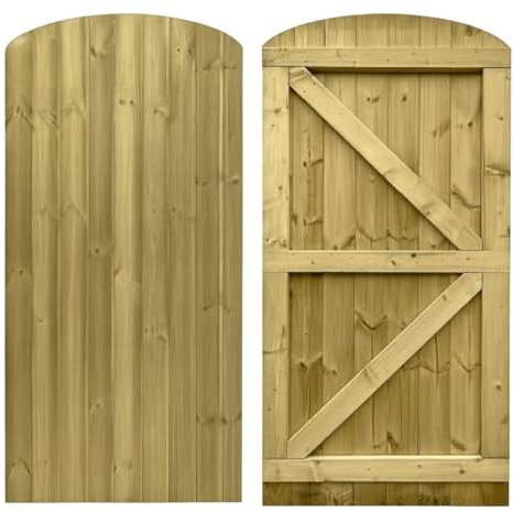 Heavy Duty Wooden Featheredge Dome Top Garden Gate 6ft (H) (180cm) - Pressure Treated Pedestrian Side Gate- Curved Top Z-Frame - Made in UK - Multiple Widths 60cm to 120cm (75cm)