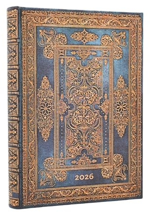 Paperblanks | 2026 Blue Luxe | Luxe Design | 12-Monatskalender | Midi | Tagesüberblick | Elastikband-Verschluss | 416 Pg | 80 GSM