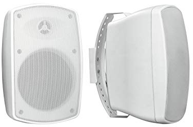 OMNITRONIC OD-4 Wandlautsprecher 8Ohm weiß 2x | Wetterfestes Lautsprecherpaar mit Halterung, 4 Woofer, 0,5 Horn, 30 W RMS