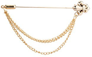 Knighthood Broche dorée avec 3 couches de chaîne de suspension pour manteau, costume, cadeau de mariage, fête, col de chemise, accessoires pour homme, doré