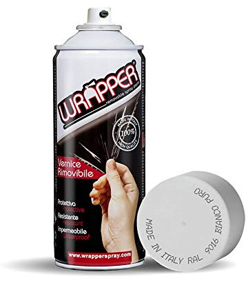 4R Quattroerre.it 16414 Wrapper Spray weiß matt | entfernbarer Lack für Karosserie | UV-Schutzfilm und Kratzschutz Spray | flüssige Wrapping Made in Italy