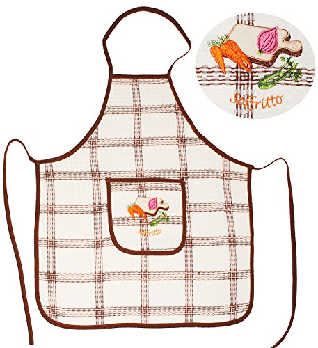 alles-meine.de GmbH Schürze - Soffritto/Gemüse - incl. Name - mit großer Tasche & aufwendiger Stickerei - für Erwachsene & Jugendliche - 100% Baumwolle - Kochschürze & Gri..