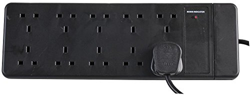 PRO ELEC PEL01388 – 10‑Gang Mains Extension Lead, 5 m, Black