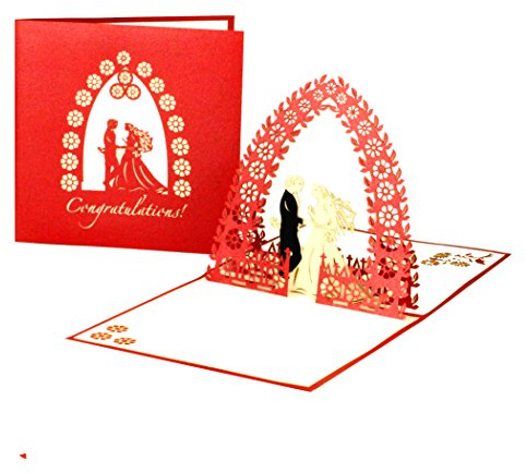 3D Hochzeitskarte „Wedding Card - Congratulations“, Pop Up Hochzeitskarte – English Congratulations Wedding Cards - zur Hochzeit als Geschenk & Geschenkverpackung - auf Englisch