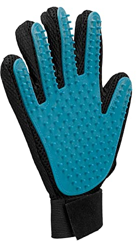 TRIXIE Fellpflege-Handschuh für Hunde - regt die Durchblutung an - entfernt lose Haare - auch für sensible Tiere - schwarz/blau - 16 x 24 cm - 23393