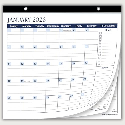 2026 2027 Refrigerator Calendar by StriveZen, Magnetic, Monthly, January 2026 -December 2027, Strong Magnets for Fridge, 10x10 Inch, Academic, Teacher, Busy Mom, Home-Office, Minimalist, 24 months