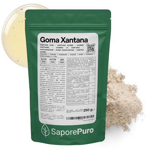 Saporepuro Xantano in polvere 250 gr - Ideale per Gelati, salse, topping, Sorbetti, gel, impasti pizza, mixologi, cucina molecolare - Puro 100%
