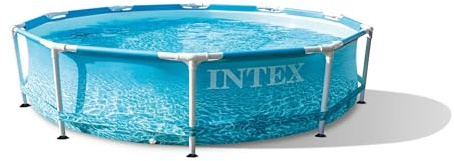 Intex 10FT X 30IN Beachside Metal Frame Pool Set | Familienpool inkl. Filterpumpe, Meeres-Print auf Wänden und Boden, SUPER-TOUGH® Folie, in 30 Minuten aufgebaut