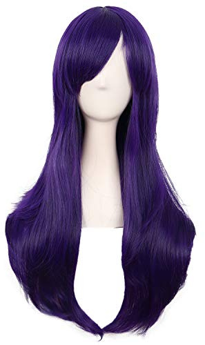 MapofBeauty 28 Pollic Uso Quotidiano Capelli Ricci Parrucche (Scuro Viola) | 70 cm,Donna,Moda