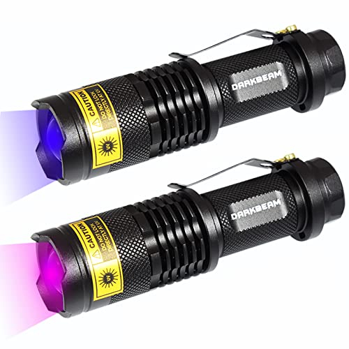 DARKBEAM UV Torch 365nm and 395nm Light Wood's lamp Blacklight Ultraviolet Flashlight LED Portable Mini Handheld Torches Detector for Dog Urine Pet Stains 370nm, Banknote, Resin Curing