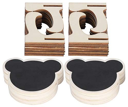Cikonielf 20 STK. Mini Tafeln Set Abwischbare Mini Tafel Memotafel Klein Holz Kreidetafel mit Ständer für Hochzeit Birthday Parties Dekorationen als Tischkarten Platzkarte Namensschild Preisschilder