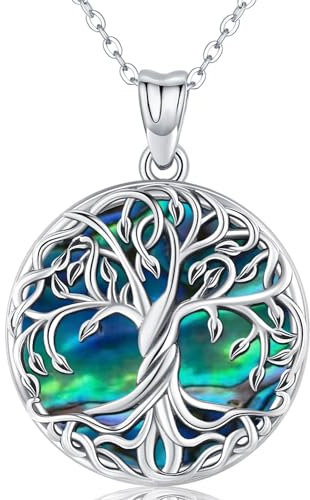 Fritid livets trädkedja, 925 sterlingsilver livets träd hänge halsband keltisk knut livets träd smycken gåvor för kvinnor flickor, 22mm x 22mm, Sterlingsilver, Ingen ädelsten
