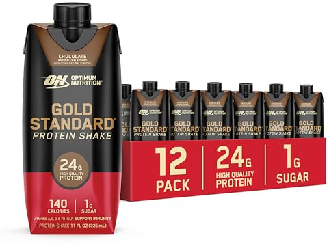 Optimum Nutrition Gold Standard Protein Shake, 24g Protein, Ready to Drink Protein Drinks, Chocolate, 11 Fl Oz, 12 Count (Pack of 1) (Packaging May Vary)