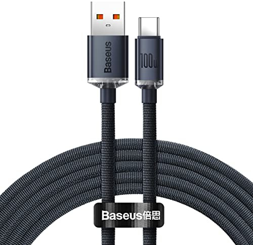 Baseus Crystal Shine Series Cable de datos de carga rápida USB a tipo C 100W 2m Negro