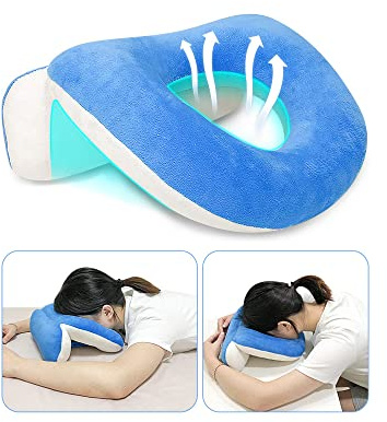 Almohada boca abajo después de la cirugía ocular propensa a vitrectomía retina, equipo de recuperación de donas, almohada facial de masaje, cuna de cabeza, almohada de escritorio para siesta(azul)