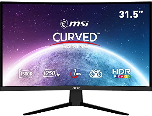 MSI G32C4X 32Inch FHD Curved Gaming Monitor - 1500R 1920 x 1080 VA Panel, 250Hz / 1ms, AMD FreeSync Premium, HDR Ready, DisplayPort, HDMI, Wide Color Gamut, Frameless, Night Vision, Black