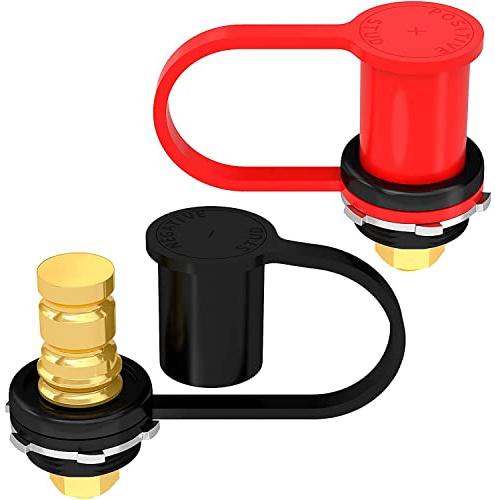 Greluma 1 Paio Postazione di ricarica batteria 250A M10,terminali batteria remoti con perno da 3/8 con copertura impermeabile,ponticello per caricabatteria con perno da 20mm per lattina ATV per auto