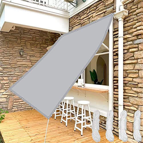 Tenda a Vela Impermeabile 1.5 x 1.8 m Acqua Resistente al Vento Vela Ombreggiante Rettangolare con Fune e Occhielli per Esterno, Piscina, Grigio Chiaro