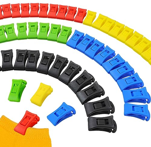 Sock Clips for Washing Machine and Dryer, Pack of 50 Sock Holders, Washing Machine Sock Clips, Mini Clothes Pegs with Hooks, Socks Sorting Aid for Washing Machine (Colourful)