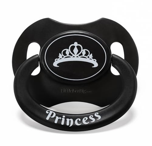 LittleForBig Großer Saugerschild Bedruckter Schnuller der Generation II in Erwachsenengröße Princess -Kronenmuster Schwarz