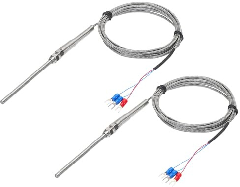 QUARKZMAN 2Stk PT100 RTD Thermoelement Edelstahl M8 Temperaturfühler 10ft | -50 bis 1300°C, 5x100mm