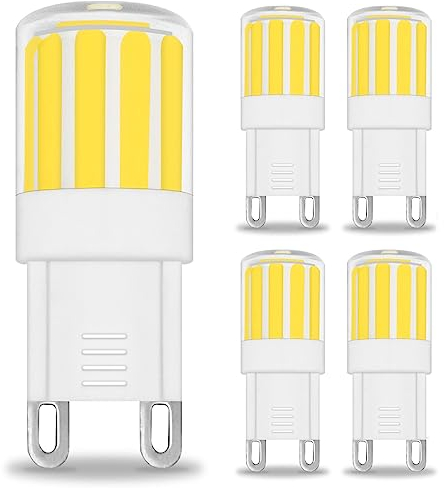 ZHENMING G9 LED Lampe, LED Leuchtmittel 2W Kaltweiß 6000K Ersetzt 20W Halogenlampe, G9 Glühbirne Nicht Dimmbar, AC 220-240V Enegiesparende G9 Kleine Birne, 5er Set