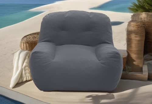 DOMO. collection Outdoor Sessel Norderney, wetterfest, dunkelgrau | Sessel in wetterfester Ausführung für Garten, Terrasse und Balkon, 114 x 105 x 78 cm (BxTxH)