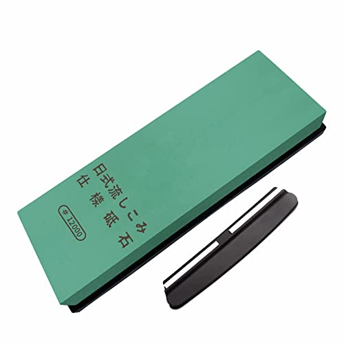 ISCBAFYX Piedra para afilar Cuchillos, Piedra de afilar Japonesa para Afilado Fino, con guía Angular y Almohadillas Antideslizantes de Goma.(Tamaño: 12000 grano/600 g)