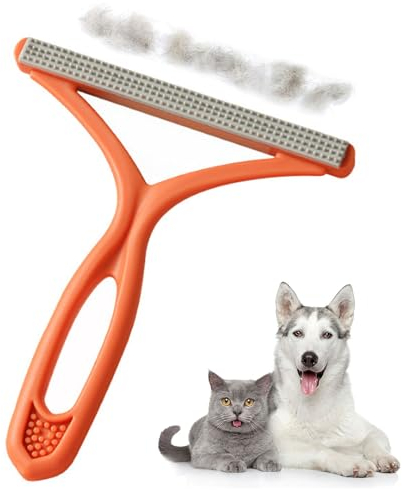 Pet Hair Remover - Reusable for Cats & Dogs on Carpets, Clothes, Furniture, Sofa, Cashmere and Other Fabrics - Lint Remover for Multiple Surfaces (1, Orange)