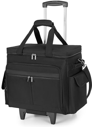 Trunab Borsa per Insegnanti con Rotelle, Tasca Portadocumenti Espandibile e Trolley Staccabile, Borsa per Insegnanti con Ruote per Laptop Fino a 15,6 Pollici, Nero