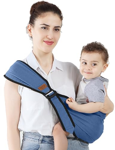 Porte Bébé Hanche Ergonomique Réglable 130-170mm - Sling Bébé Tissu Élastique Confortable, Épaule Rembourrée Anti-Compression, Pour Nouveau-né et Enfant 0-36 Mois (Poids 20kg) - Bleu Clair