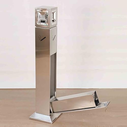 Gtzly Standaschenbecher für DraußEn, Outdoor-Aschenbecher mit Schloss, 4-Seitig Zu öFfnender Quadratischer AschebehäLter, MüLlabfallbehäLter mit Herausnehmbarem Inneneimer for Hotel, Bar, BüRo