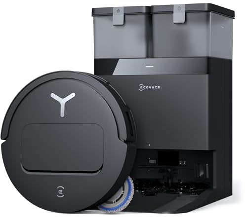 ECOVACS T50 Pro Omni Robot Aspirateur Laveur, 15000Pa amélioré par T30 Pro Omni, Brosse latérale et serpillière Extensibles, Ajout Automatique Solution de Nettoyage, Lavage à l'eau Chaude, Noir