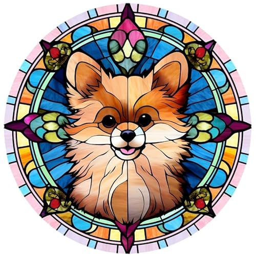 Dog Design Suncatcher, loads of variations and canine breeds, Indoors or Outdoors use, Gift for doggy lovers. 14cm across (Pomeranian)
