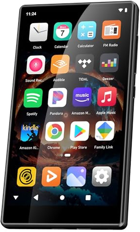 96GB MP3 Player with Bluetooth and WiFi-SWOFY D26 5 HD Full Touch Screen MP3 Player with Spotify, Amazon Music,YouTube,Pandora,Libby,Android MP4 Music Player for Kids Black