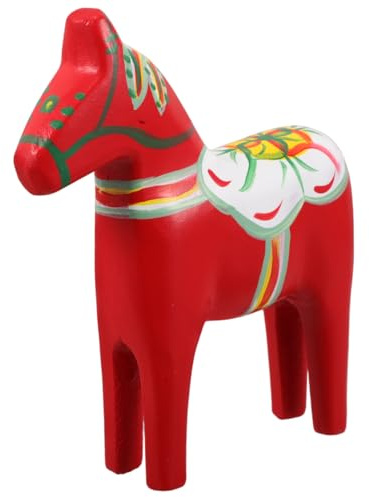 Gatuida Holzpferd Figur Schwedisches Pferd Ornament Bemalt Skulptur Handgefertigt Traditionell Nordischen Stil Home Decor