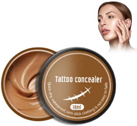 Hppsctink Tattoo Concealer, 10ml Tattoo-Concealer & Reparatur-Creme, Körper-Tattoo-Narben-Abdeckung, Unsichtbarer Abdeckstift, dunkel gefärbt, cream5