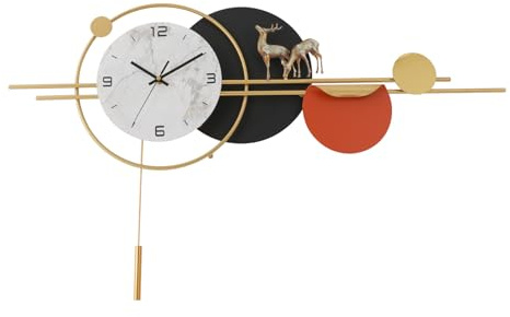 Tagtuell Wanduhr Modern, Große Wanduhr mit Pendel, Gold Wanduhren Stille Bewegung, Uhr Wand für Wohnzimmer, Schlafzimmer & Esszimmer