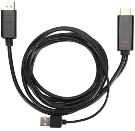 Ylwxzenith Interfaz multimedia HD al cable de adaptador de DisplayPort, soporte de resolución 4K, alimentado con USB, longitud de 1.8m/5.9 pies, para computadoras, cuadernos, escritorios con