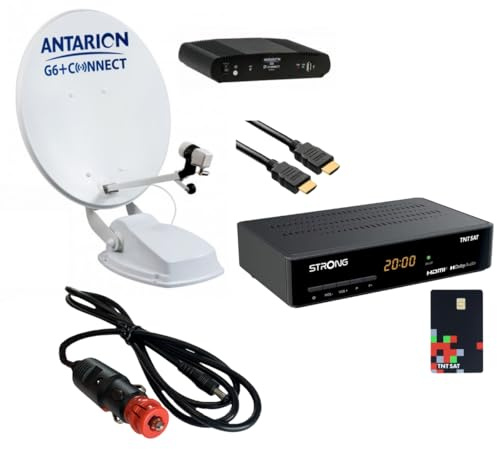 Pack ANTARION Parabole Automatique Camping-Car + Strong Décodeur + HDSAT Cordon Allume Cigare