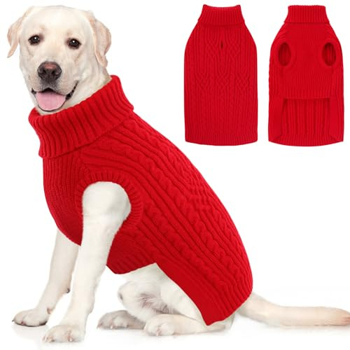 AOFITEE Hundepullover Große Hunde, Weich Strick Pullover mit Rollkragen | Winter Hundepulli Strickpullover Weihnachtspullover, Warm Pullover für Kleine Mittlere Groß Hunde