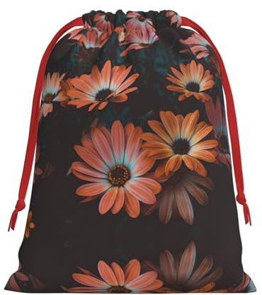 Zhuanyun Bolsa de regalo de felpa con cordón de crisantemo naranja para Halloween, apta para Navidad, promociones, ceremonias anuales