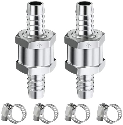Yuentoen clapet anti retour 16 mm, Aluminium Valve, Check Valve for Petrol, Water, Chrome, Car, Low Pressure System, Pack of 2