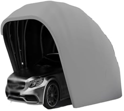 Carport Gris Acier Inoxydable Pliant rétractable abri de Tente de Voiture abri Semi-Automatique Durable Garage Pliant Mobile L5.5m * W 2.5m * H 2.3m