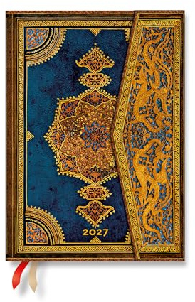 2027 Safavid Indigo (Safavid Binding Art) Midi 12-Month Hardcover Dayplanner (Wrap Closure) Horizontal