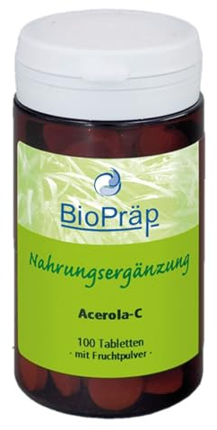 BioPräp Vitamin-C Lutschtabletten | 100 Tabletten | natürliches Vitamin C aus Acerola Fruchtextrakt | vegan | Made in Germany | zertifizierte Produktion