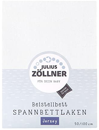 Julius Zöllner 8350013100 - Spannbetttuch Jersey für Stillbett, Größe: 50 x 100 cm, Farbe: weiß