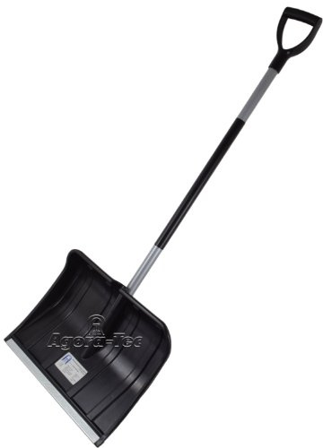 Agora-Tec® Schneeschieber Easy- Kunststoff Blatt mit auswechselbarer robuster Stahlkante: 48,5 cm breit, Stiel aus pulverbeschichtetem Stahl