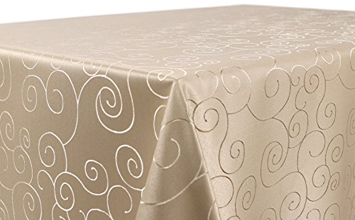 BEAUTEX Tischdecke Damast Ornamente - Bügelfreies Tischtuch - Fleckabweisende, Pflegeleichte Tischwäsche - Tafeltuch, Eckig 110x140 cm, Cappuccino