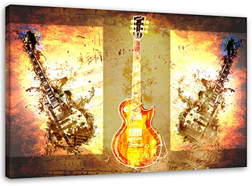 Feeby. Wandbild - 1 Teilig - 30x40 cm, Leinwand Bild Leinwandbilder Bilder Wandbilder Kunstdruck, GITARREN, INSTRUMENTE, MUSIK, MODERN, BRAUN